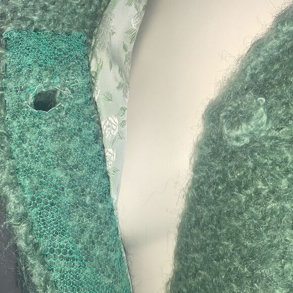 Vintage 1940’s Green Knit Long Sweater Coat Swagger Jacket Medium - Picture 7 of 12